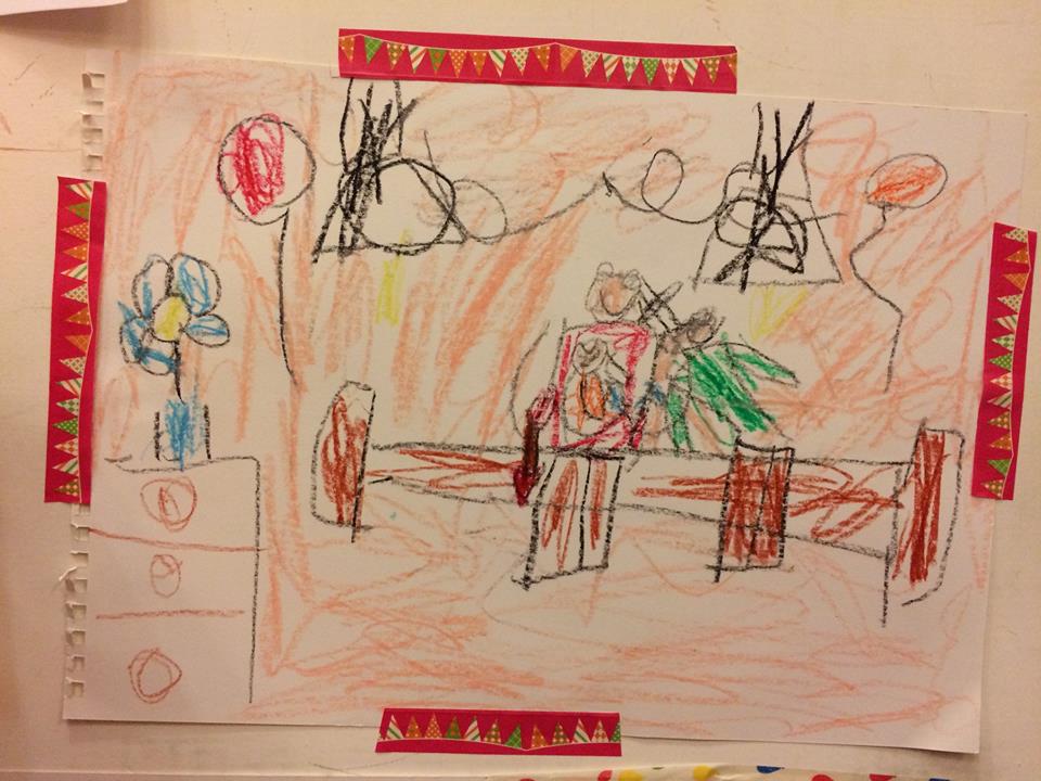 5歲的時候他畫了有一天他有弟弟的畫面。
